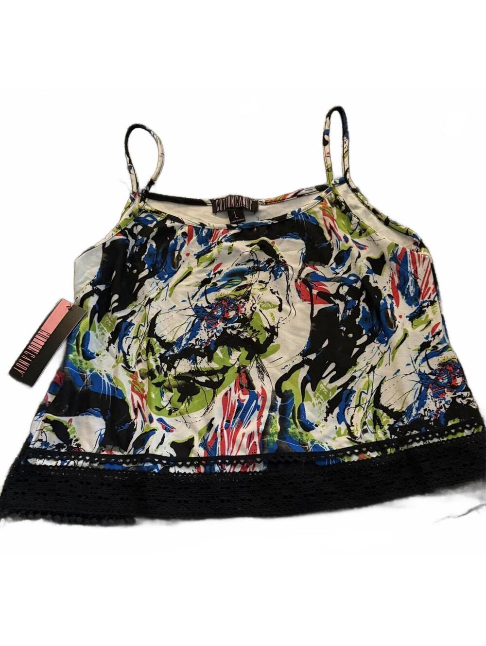 Cotton Candy Women's Large Abstract Print Spaghetti Strap Tank Top